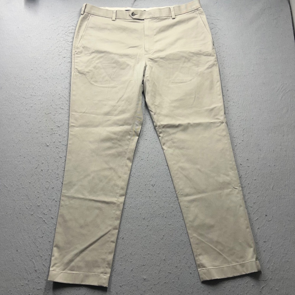 Brooks Brothers Advantage Chino Milano Mens 38x31 Khaki Slim Fit Stretch Pants